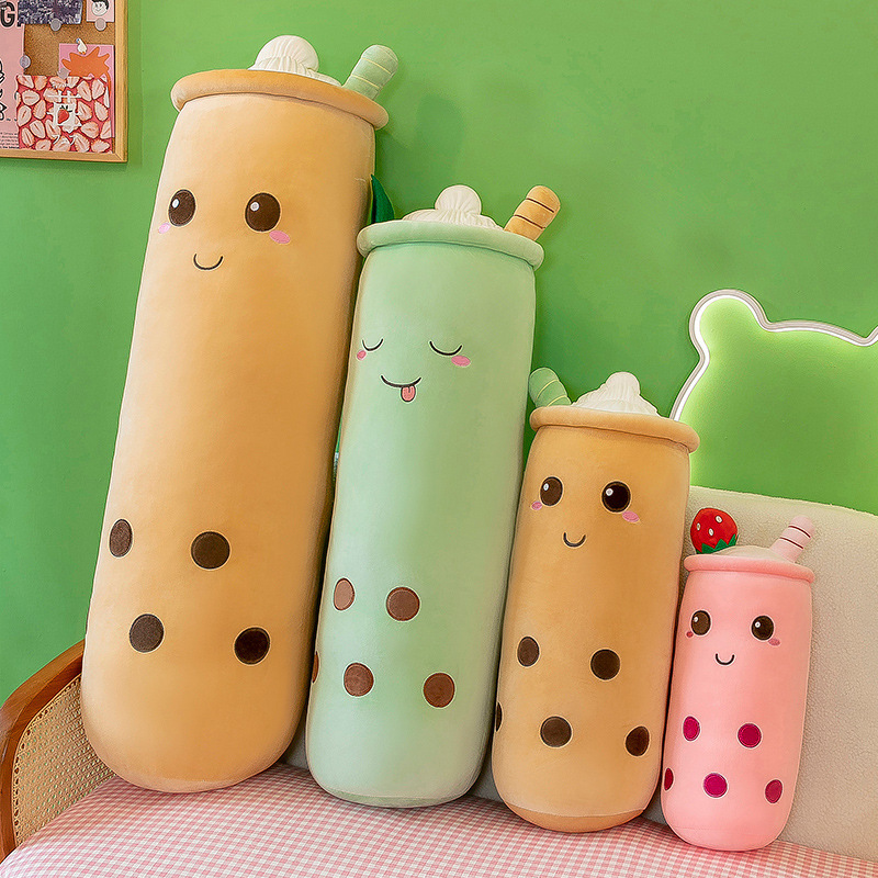 Creative New Long Fruit Bubble Milk Tea Cup Plush Toy Girl to Sleep with Leg-Supporting Cute Pillow Doll