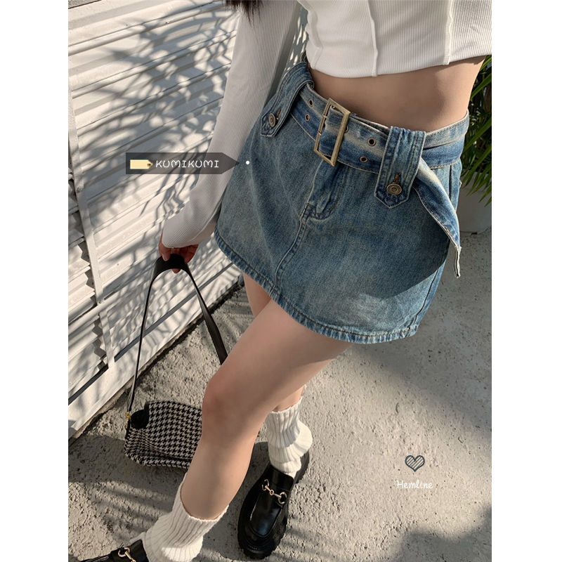 Pantskirt European and American Hot Girl Denim Pantskirt Women's Summer New Skirt Anti-Exposure A- line Sheath Skirt