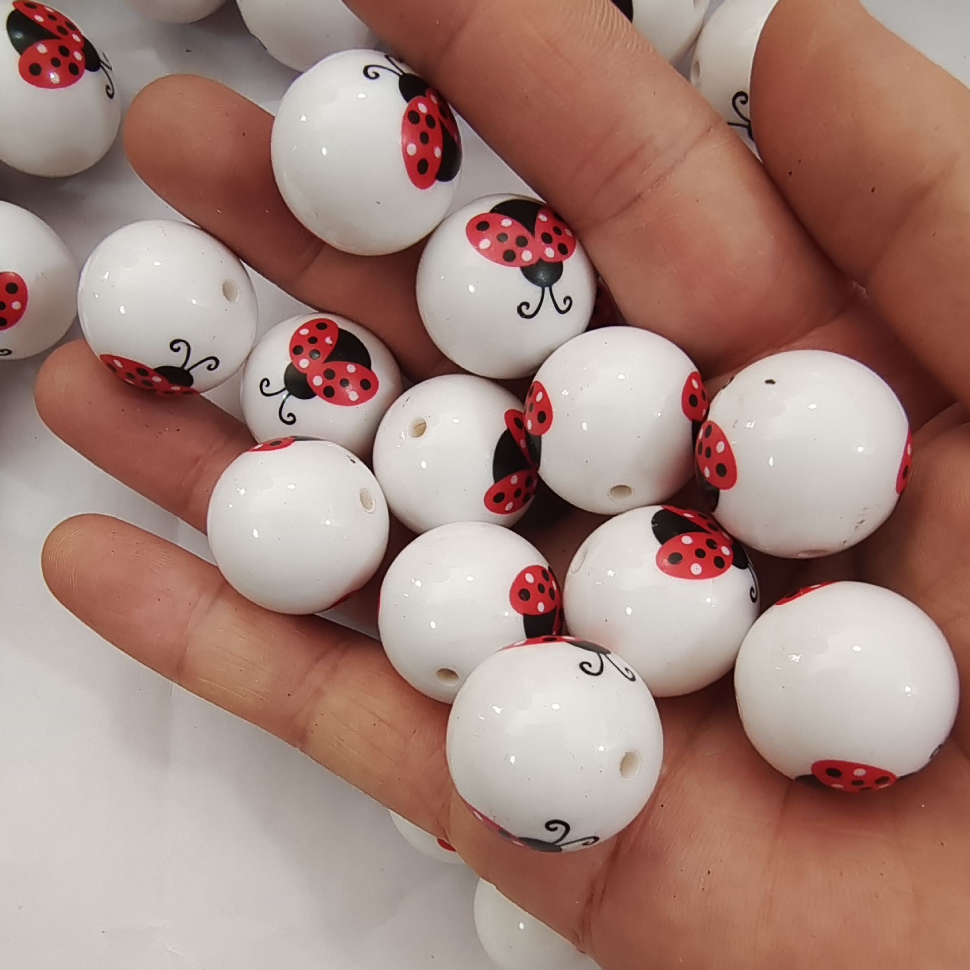 20mm 亚克力双色瓢虫印花珠子,diy可爱昆虫印花亚克力珠子-阿里巴巴