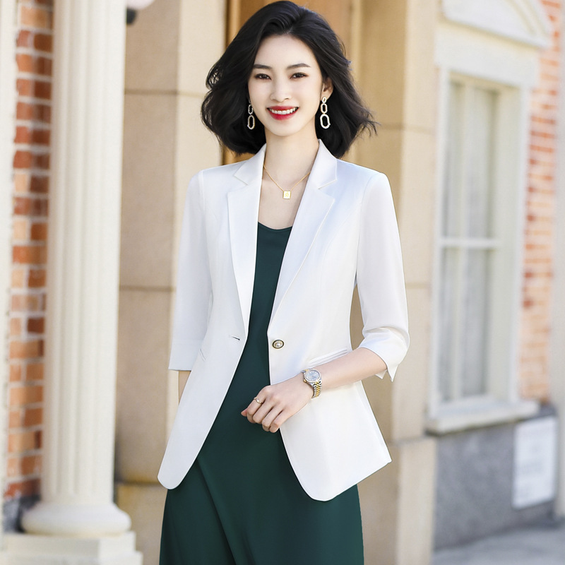 白色防嗮雪纺西装女外套薄款2022新款春夏休闲时尚大码小西服上衣