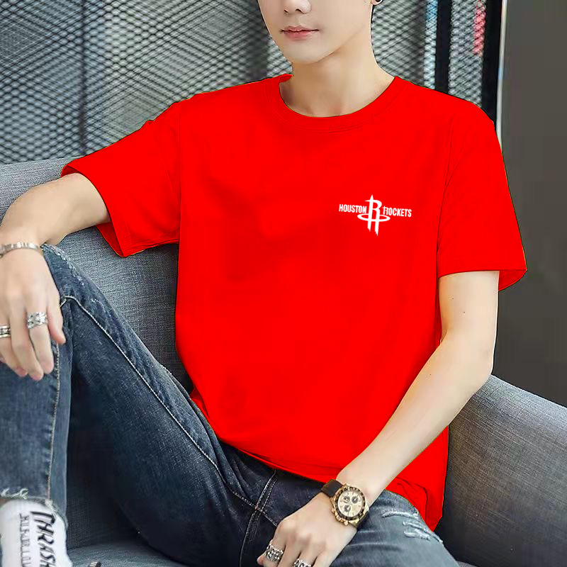 Short Sleeved T-shirt Top Men's Autumn New Korean Style Slim-Fit Fashionable Printed Thin round Neck Ins Stall Supply