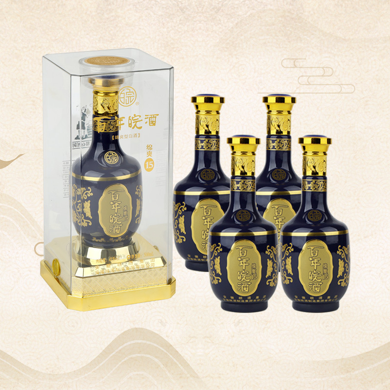 【酒厂自营】皖酒王百年皖酒绵爽15年41度500ml*4瓶白酒纯粮浓香