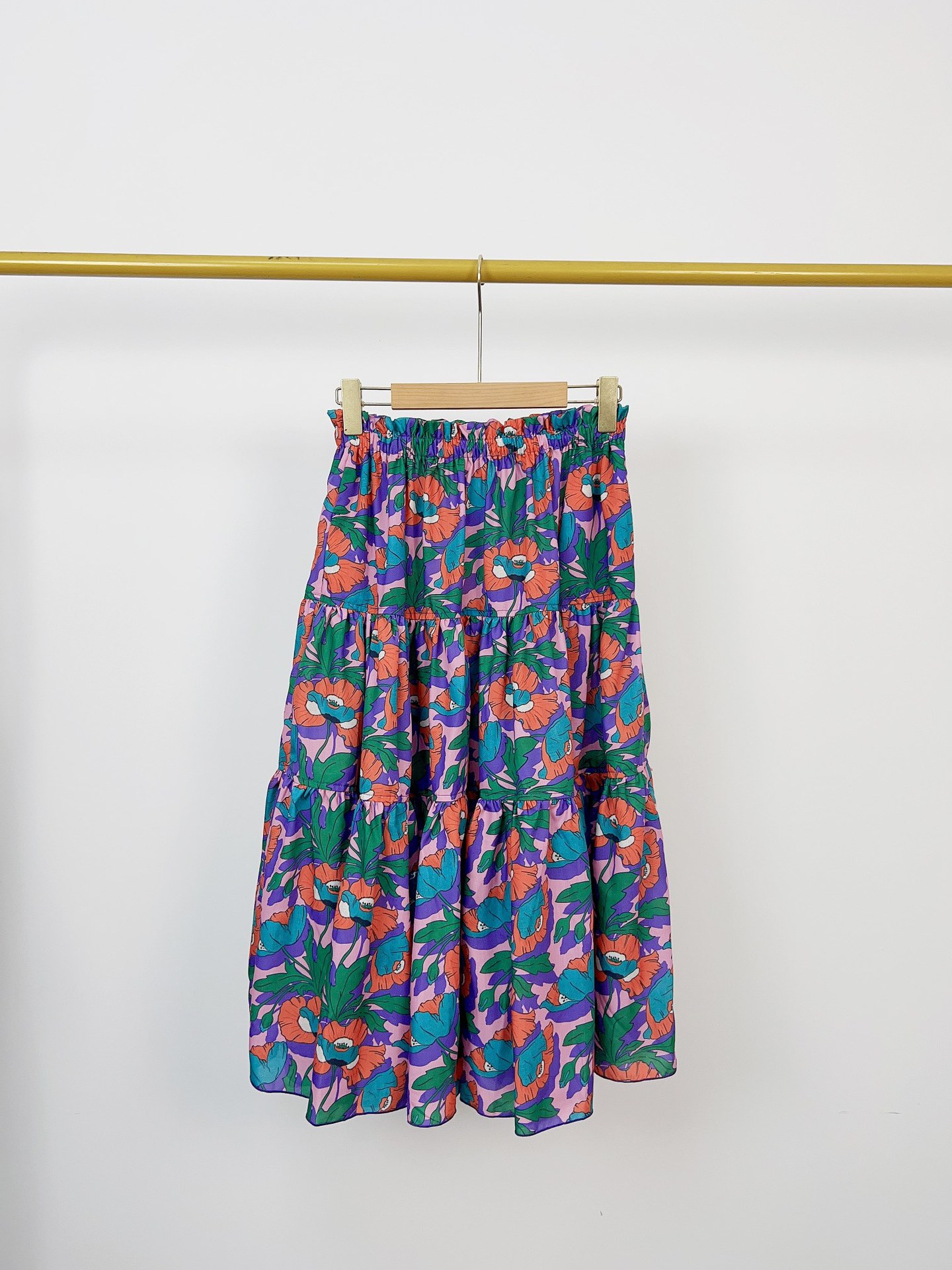 310118女装棉度假蛋糕裙23夏新品塔纳棉印花a字女款半身裙