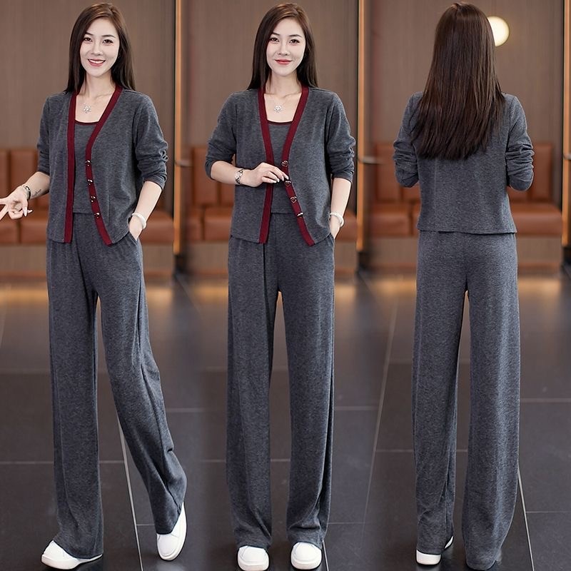 女装宽松遮肚休闲运动两件套牛仔套装女2023新款秋季女装休闲时尚时髦