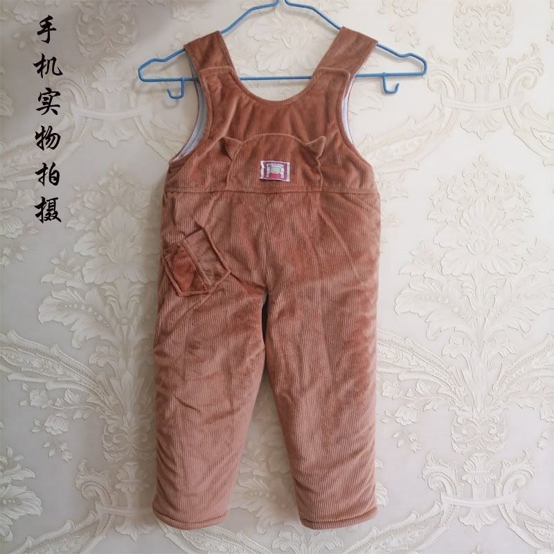 儿童背带棉裤男女宝宝加棉加厚开裆裤秋冬外穿开脚防风冬季款