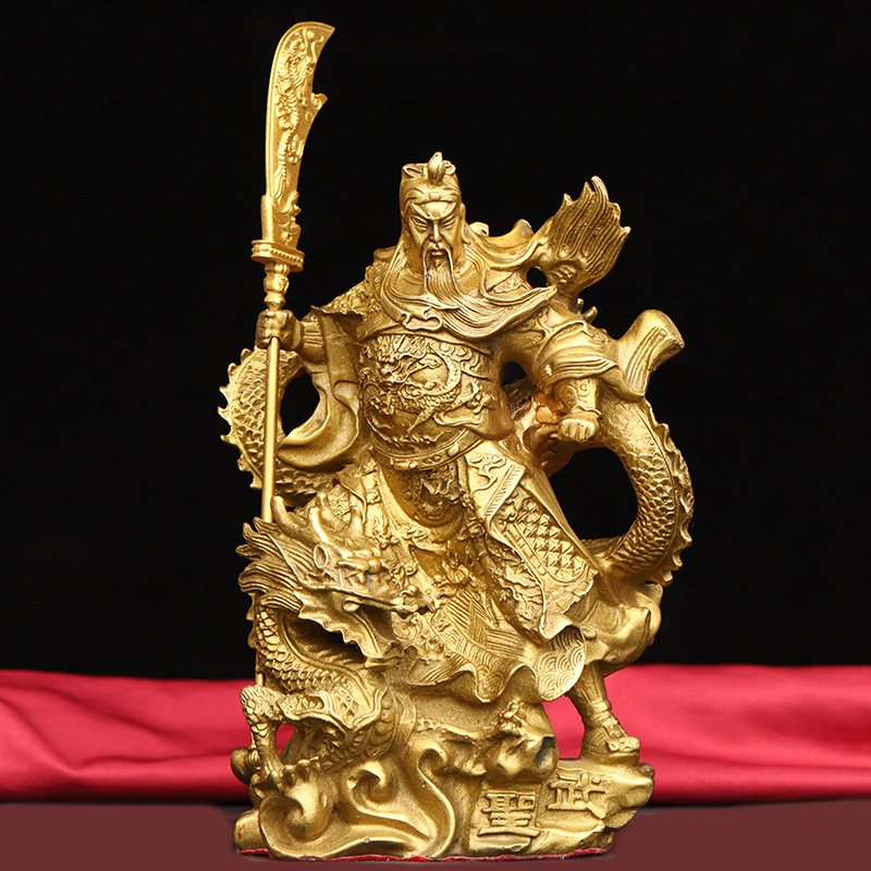 黄铜关公骑龙关公站龙关公黄铜关公摆件礼品摆件