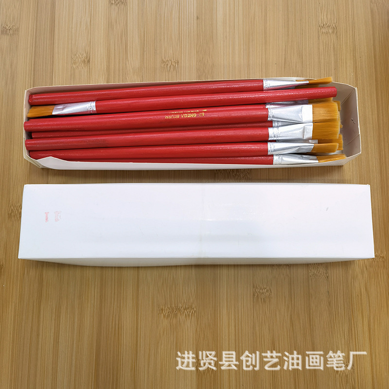 Source in Stock No. 1-12 Red Rod Nylon Wool Oil Painting Brush Single Boxed Oil Painting Brush Paint Repair Brush