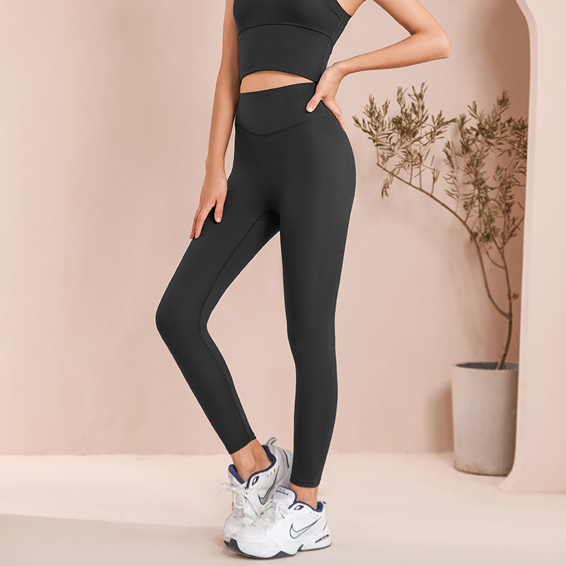 No Embarrassment Line Yoga Pants Women's High Waist Hip Lift Stretch Tights Nude Feel Peach Hip Outer Wear Exercise Workout Pants