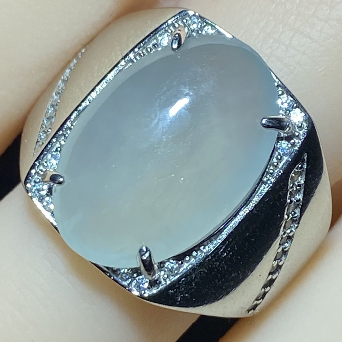 正品缅甸翡翠蛋面天然a货老坑冰种镶嵌男款戒指-阿里巴巴