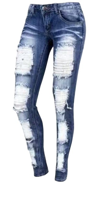   Cross-Border EBay Amazon Summer New Brushed Denim Big Hole Elastic Women's Jeans