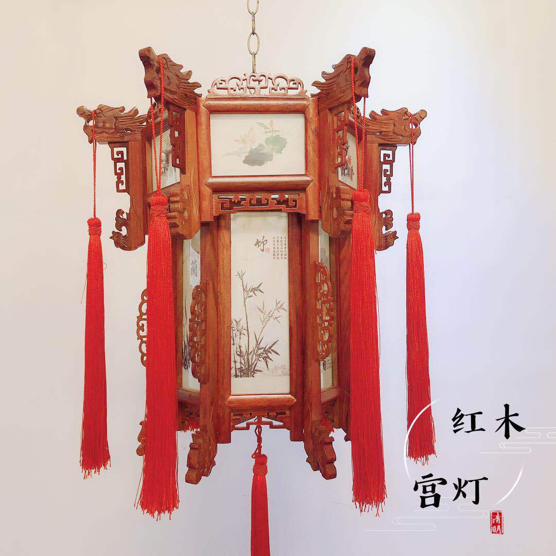 红木宫灯木制宫灯仿古宫灯中式吊灯古典宫灯木质灯笼磐城宫灯