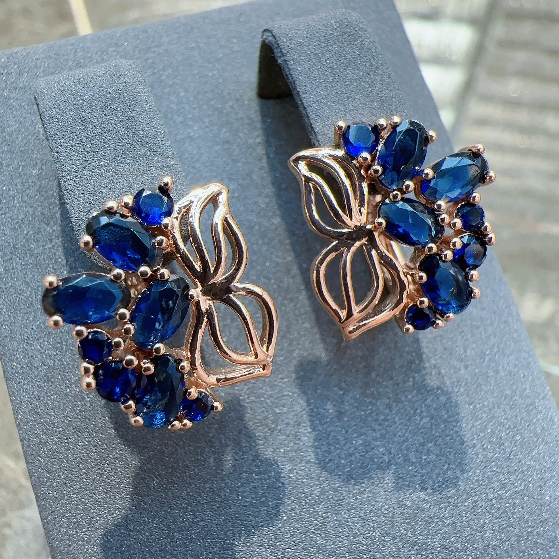 gulkina585紫金首饰高级感锆石耳饰中古耳环耳扣大气简约搭配欧美