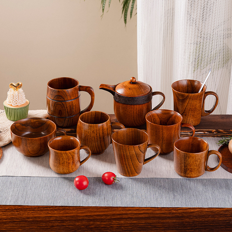 酸枣木杯马克杯(统货)家用水杯复古泡茶喝水随手杯手柄杯咖啡杯