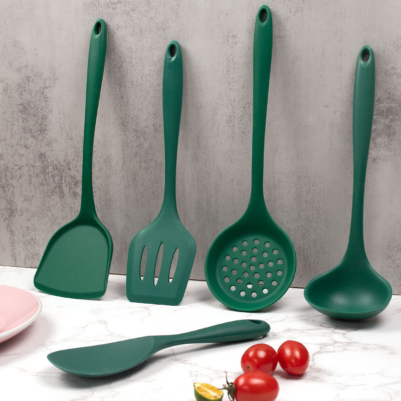 Silicone Spatula 5-Piece Set High Temperature Resistant Silicone Kitchenware Set Special Silicone Shovel Spoon for Household Cooking Non-Stick Pan
