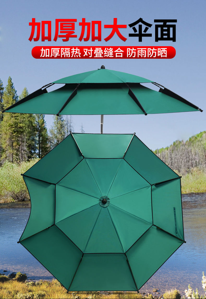 钓鱼伞批发 垂钓伞遮阳伞地插折叠价万向调节防爆雨黑胶防晒渔具