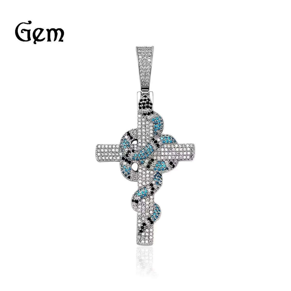 Gumeng European Hip Hop New Color Snake Cross Pendant Retro Minority All-Match Jewelry Accessories Factory Direct Deliver