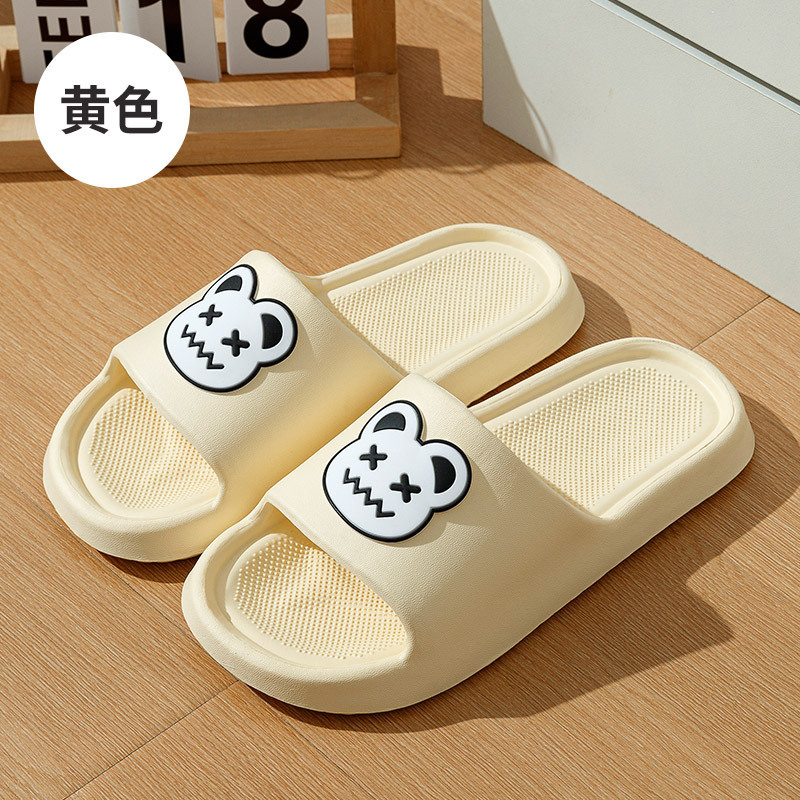 New Cartoon Slip-on Slippers for Women Summer Cute Indoor Home Bath Non-Slip Soft Bottom Home Slippers Men