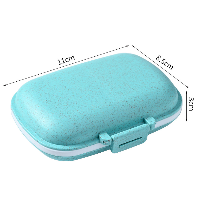 Amazon Hot Portable 8 Grid Sealed Pill Box Moisture-Proof Pill Box Divided Storage Box Wheat Medicine for a Week