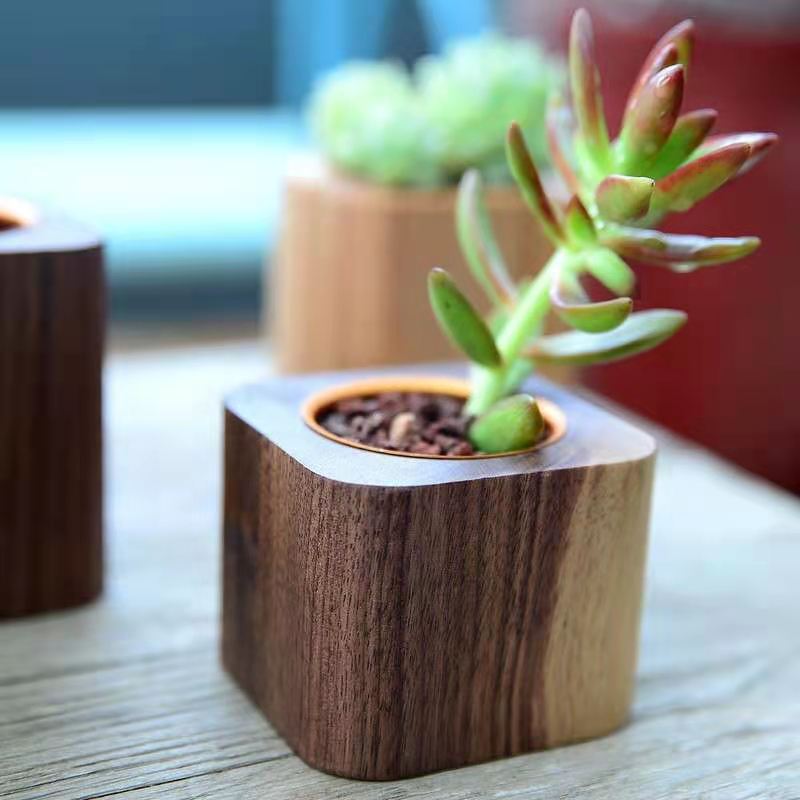 Production of Nordic Wooden Home Decoration Succulent Flower Box Flower Pot Ins Mini Desk Pen Holder Candlestick Ornaments
