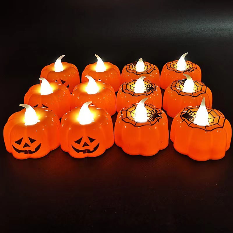 Pumpkin Small Candle LED Electronic Candle Halloween Party Decoration Supplies Ghost Festival Luminous Pumpkin Lamp Wholesale