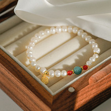 蒂奇亚实拍新中式天然珍珠翡翠手链女轻奢精致925纯银玛瑙珠戒指