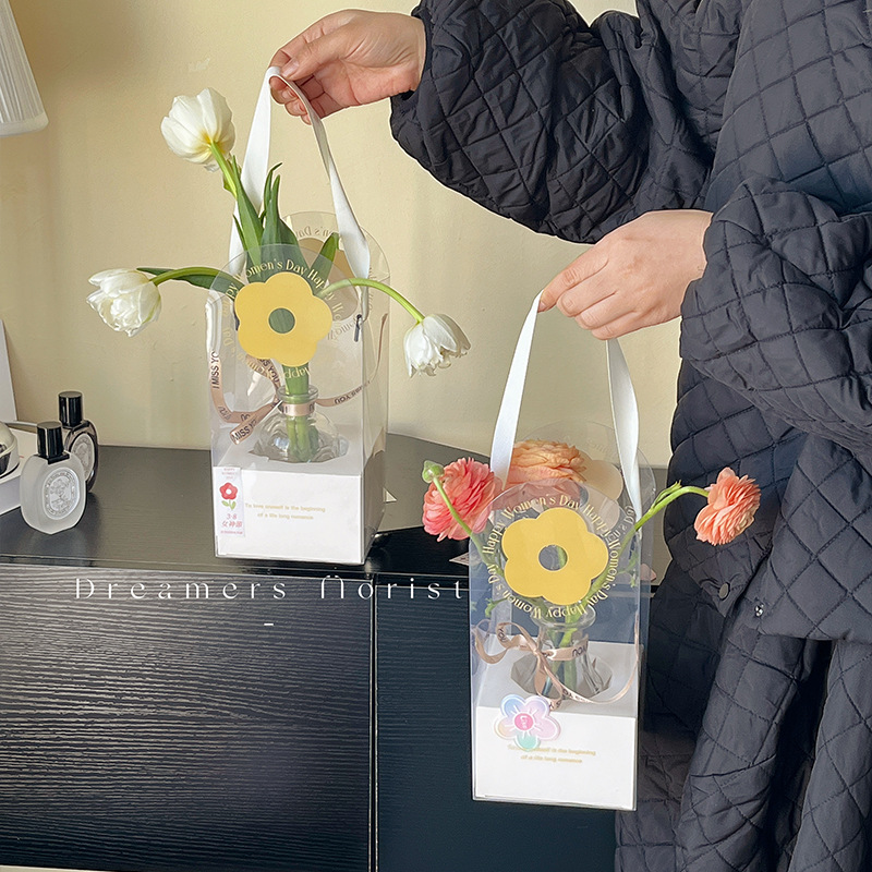Goddess Festival Flower Packaging Portable PVC Flower Box Meet Romantic Flower Box Window Transparent Gift Gift Box Wholesale