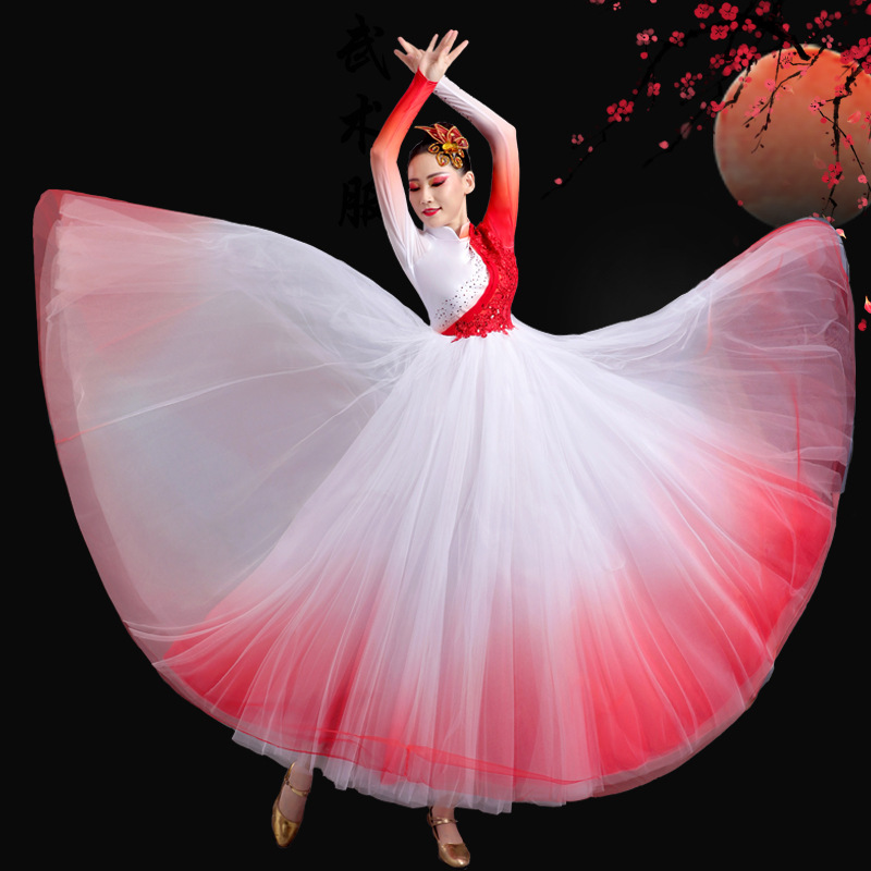 新款舞蹈服开场舞大摆裙女演出服装表演舞台伴舞合唱服长裙连衣裙