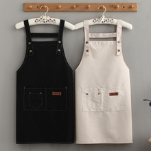 新款棉布围裙女可爱家用厨房防水防油双层时尚做饭工作服定 制围