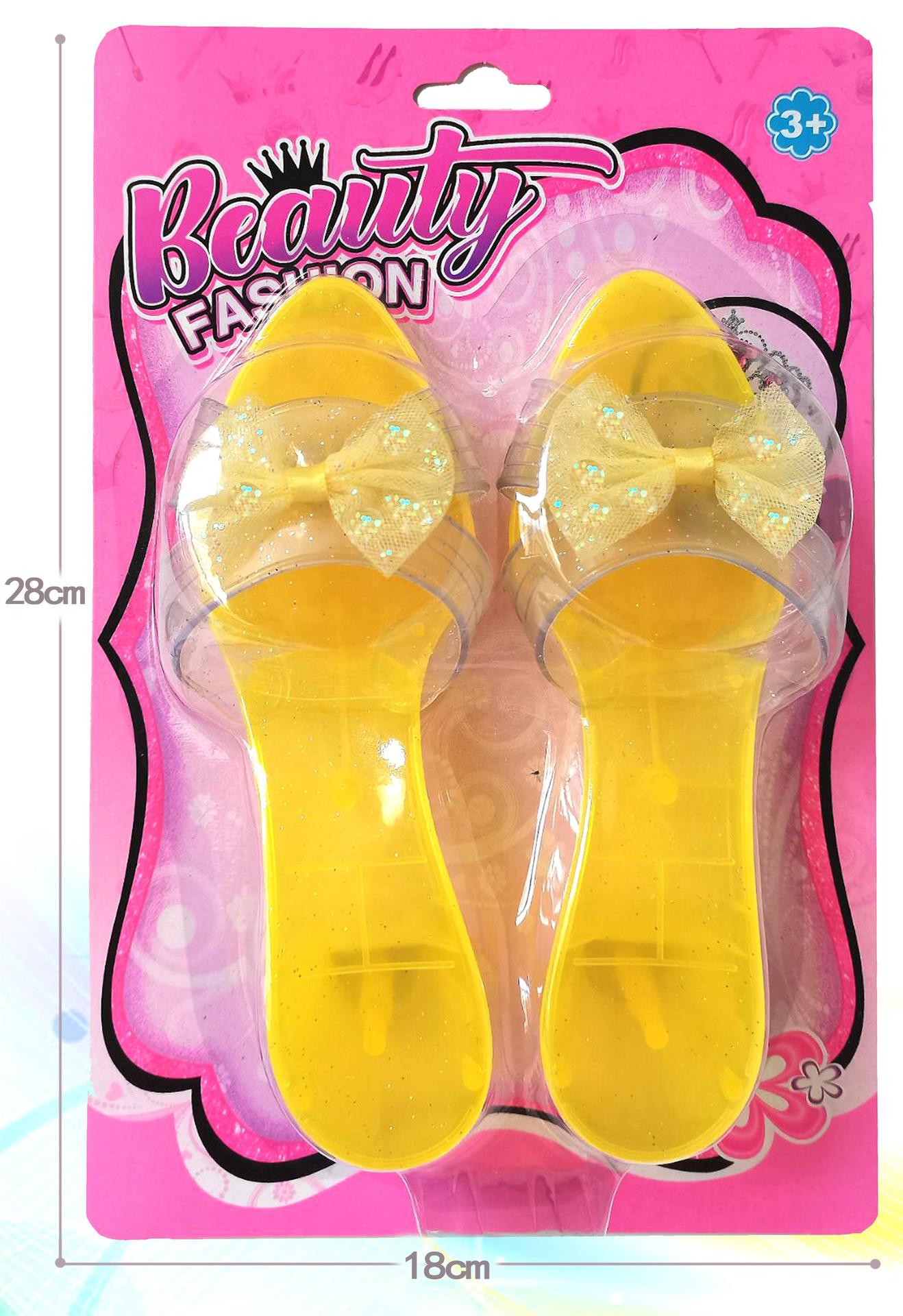 Cross-Border Princess Shoes Children's Simulation Play House Toys Transparent Pearlescent Ornament Shoes Wearable High Heels Bow