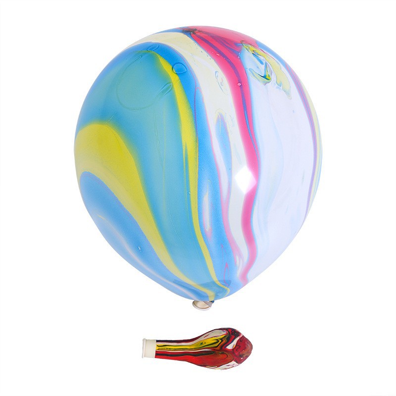 Foreign Trade 12-Inch Colorful Cloud Agate Balloon round Thickened Latex Balloon Wedding Birthday Party Decoration Mall Layout