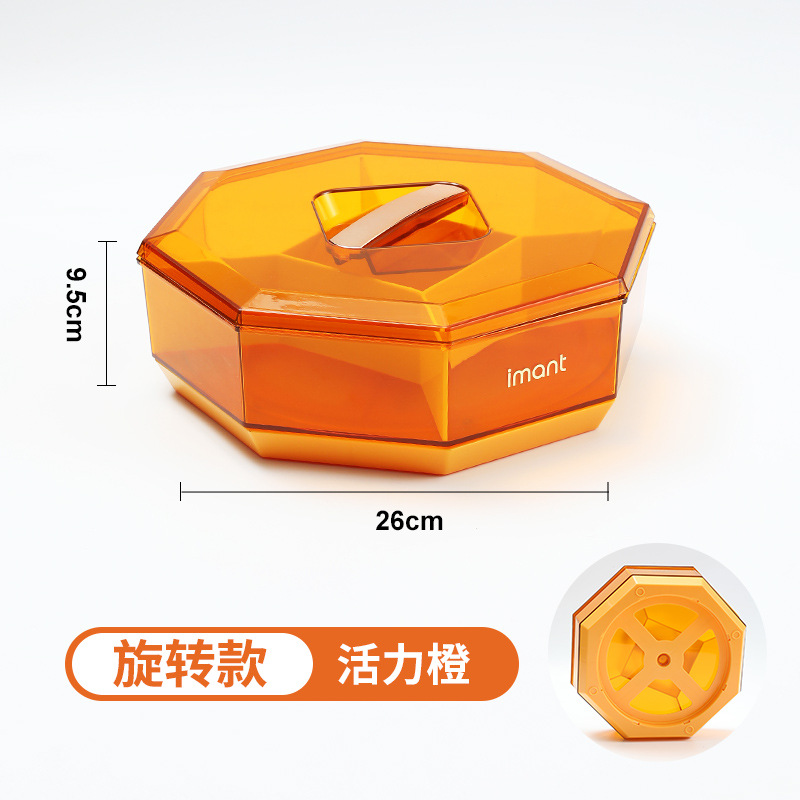 Transparent Rotating Fruit Plate Household Living Room Candy Box Melon Seeds Snack Solid Dried Fruit Tray Snack Divided Plate 0779-1