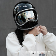 AMZ日式复古太空盔小盔体巡航头盔男女四季玻璃钢哈雷全盔安全帽