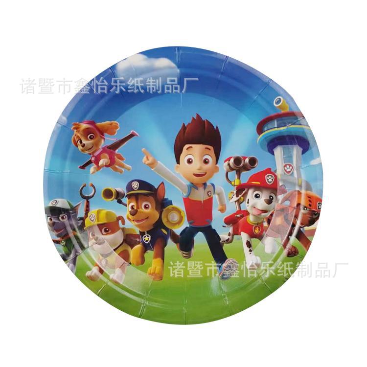 PAW Patrol Party Tableware Set Disposable Paper Tray Paper Cup Pennant Blowouts Straw Party Birthday Paper Cup