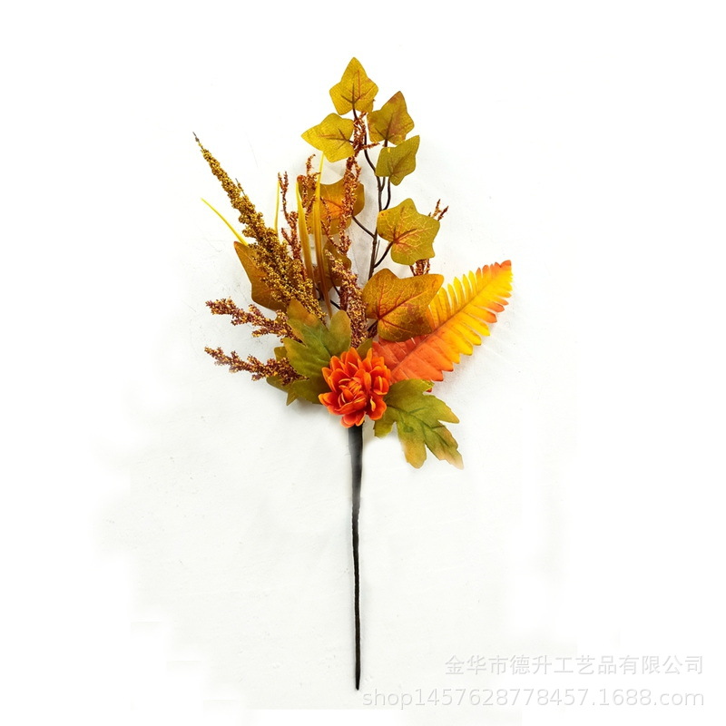 Amazon Hot Selling Autumn Thanksgiving Decorations Artificial Flower Bouquet Harvest Festival Home Wall Decoration Twig Cutting Wholesale