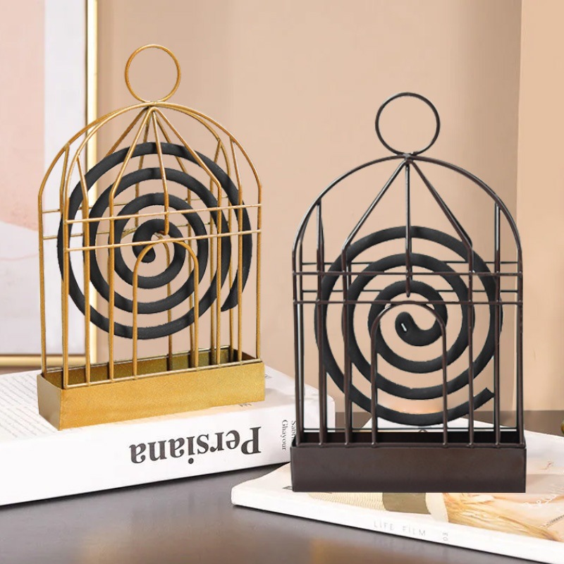 Household Creative Mosquito Incense Holder Iron Birdcage Mosquito-Repellent Incense Tray Indoor Incense Burner Sandalwood Mosquito Coil Holder Hanging Mosquito Repellent Burner