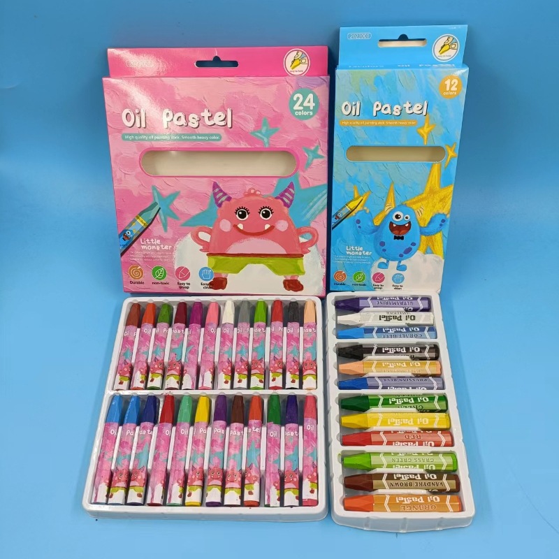 new hexagonal oil painting stick 12-color 24-color drawer boxed children‘s painting crayon set graffiti oil painting stick