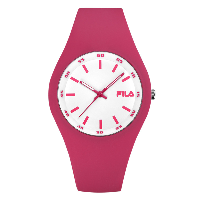 fila/斐乐时尚硅胶果冻表石英表运动学生男女情侣玫红手表777
