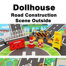 Dollhouse娃娃屋道路施工交通屋外公路路障场景 OB11模型拍摄道具