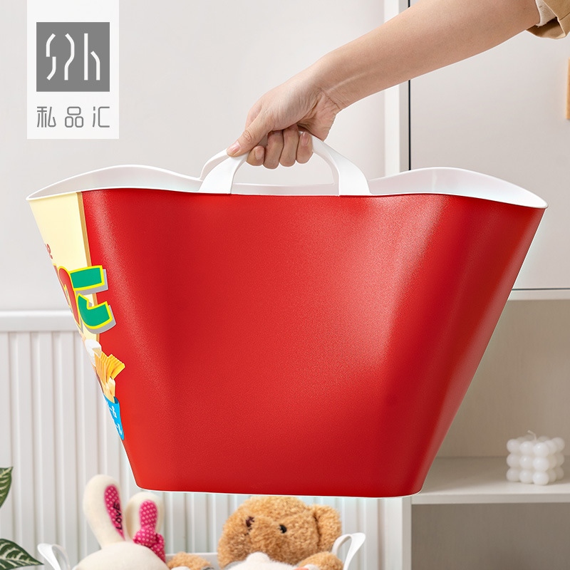 Plastic Laundry Basket Cartoon Toy Storage Basket Portable Storage Basket Home Laundry Basket Outdoor Picnic Basket