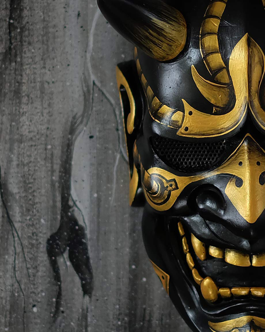 万圣节恶魔武士面具 赤般若乳胶头套 cosplay能剧日系面罩