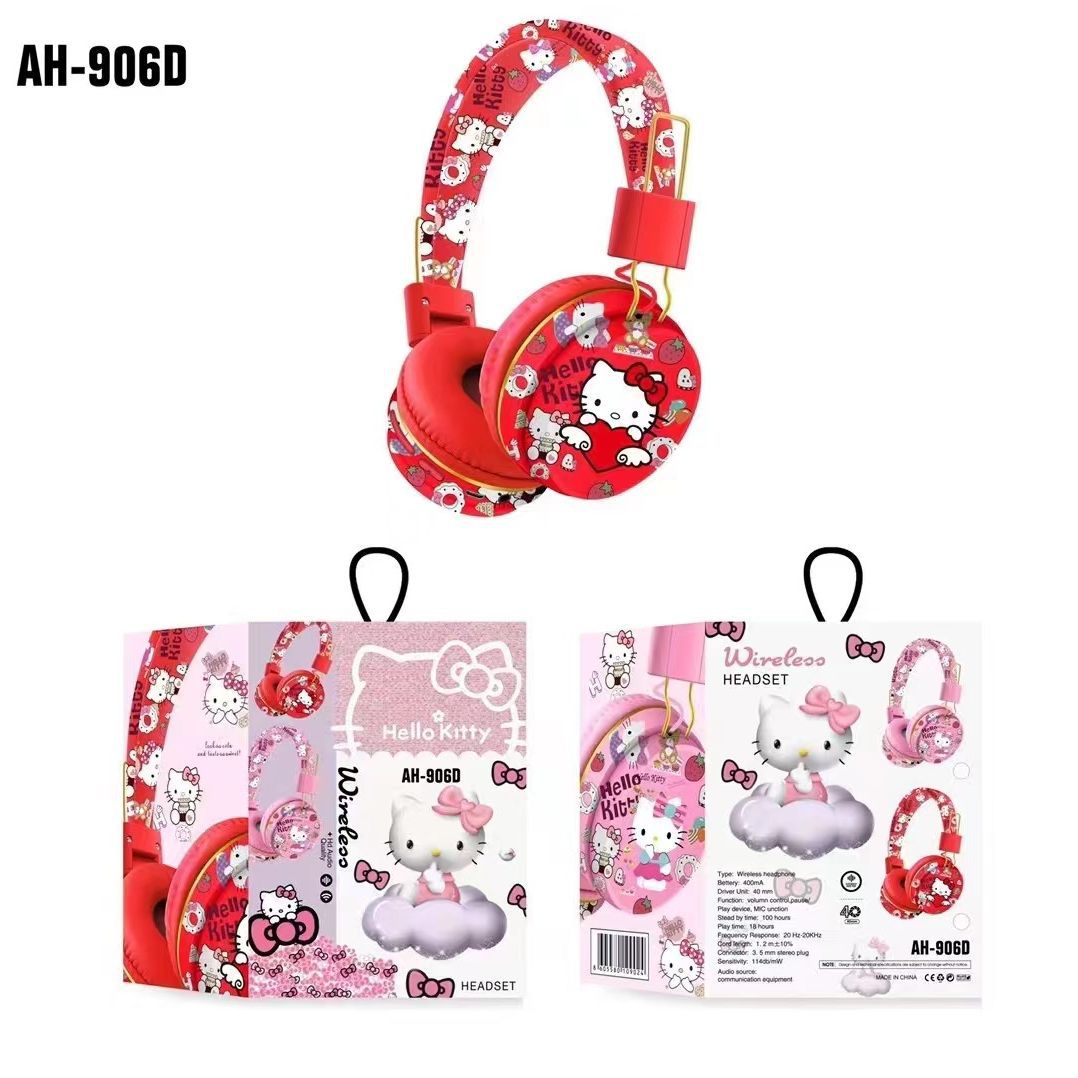 Factory Wholesale Ah-906d Internet Celebrity Headset Cartoon Hello Kitty Simple Cute Bluetooth Stereo Wireless Headset