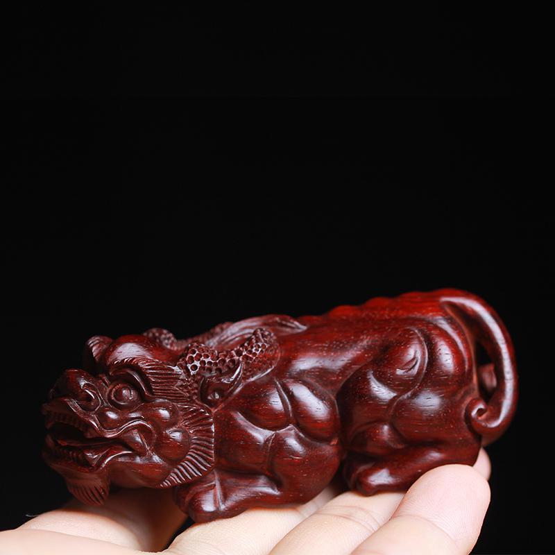 正宗印度小叶紫檀湘工木雕貔貅手把件小摆件红木工艺礼品文玩挂件-阿