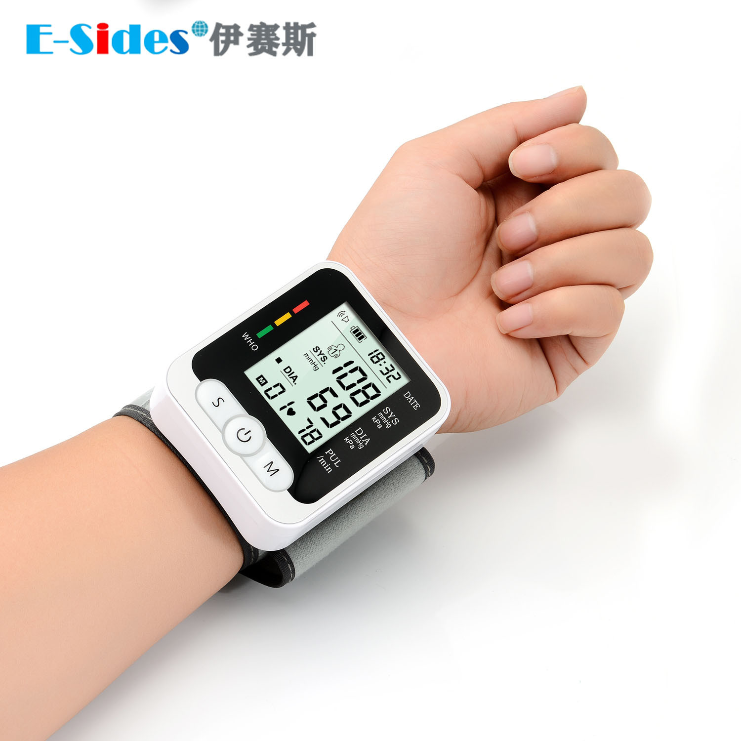 电子血压计全自动手腕式量血压仪器家用血压测量仪外贸出口英文版