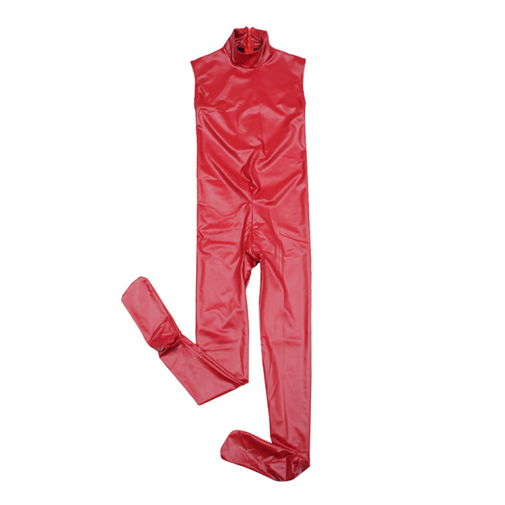 性感欧美女款乳胶氨连体衣gq07无袖高领演出走秀装连体紧身衣