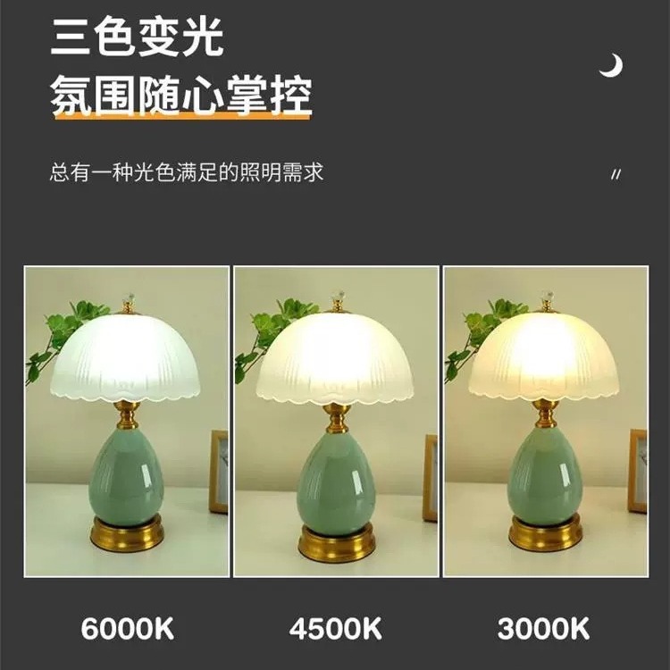 Bedroom Bedside Lamp Simple and Light Luxury Modern American Advanced Sense Internet Celebrity Warm Wedding High-End Master Bedroom Bedside Lamp