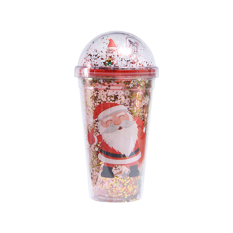 Micro Landscape Plastic Sippy Cup Creative Glitter Summer Ice Glass Student Couple Christmas Gift Cup