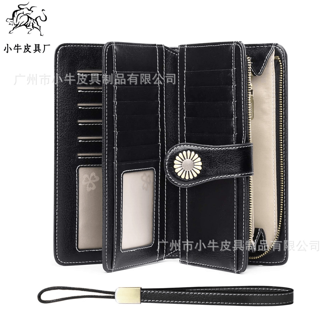 欧美rfid防磁女士钱包pu多功能女款钱夹三折拉链硬币包可印logo