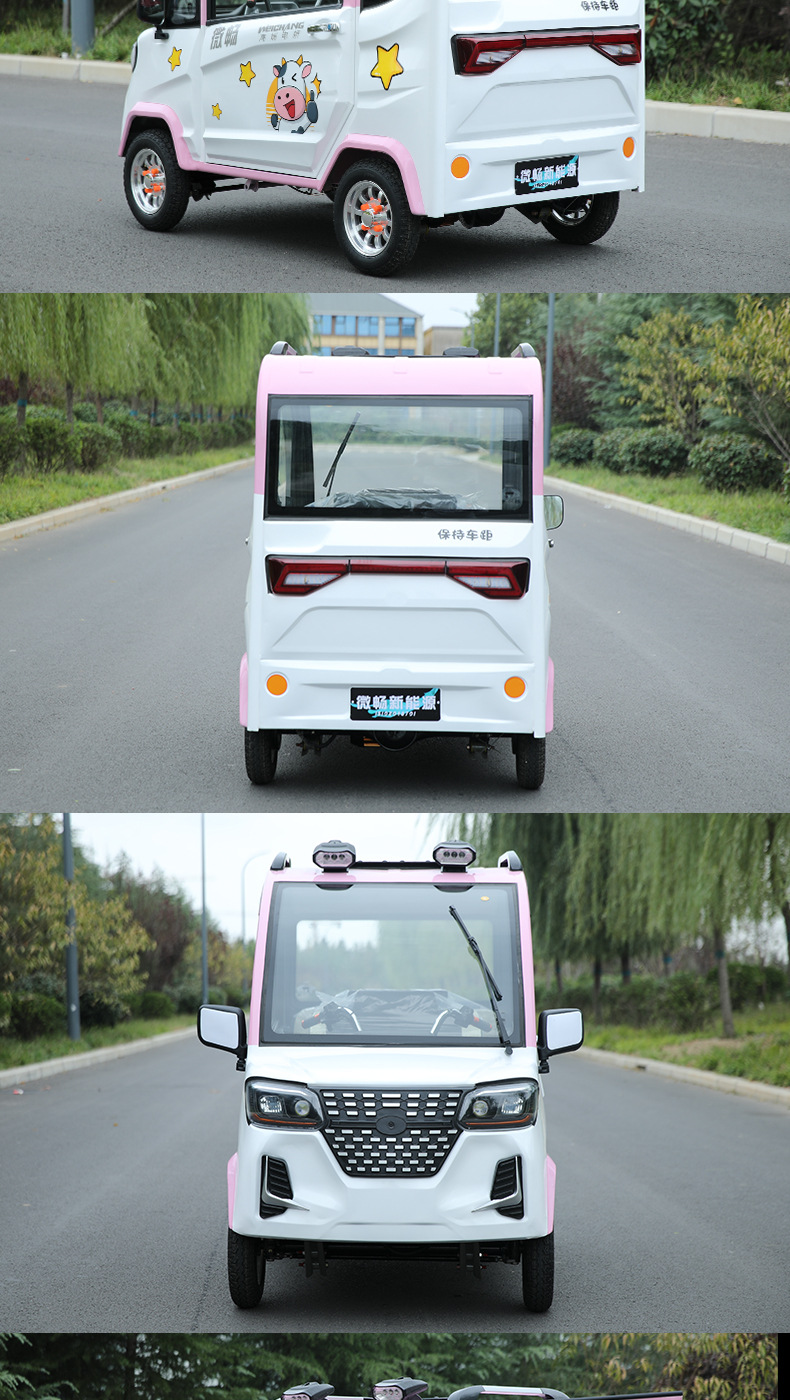 手把式电动四轮车全封闭电瓶车成人代步妇女接送孩子新款厂家批发