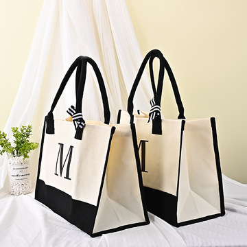 2024新款现货字母托特包子母包帆布手提袋女高级感大容量购物袋子