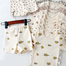 丹麦风儿童家居服24夏季宝宝空调服婴儿休闲短袖T恤套装加工定制